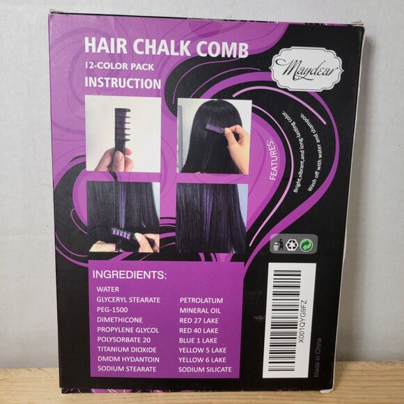 Maydear Hair Chalk Combs 12-Color Pack - NEW - Picture 3 of 6